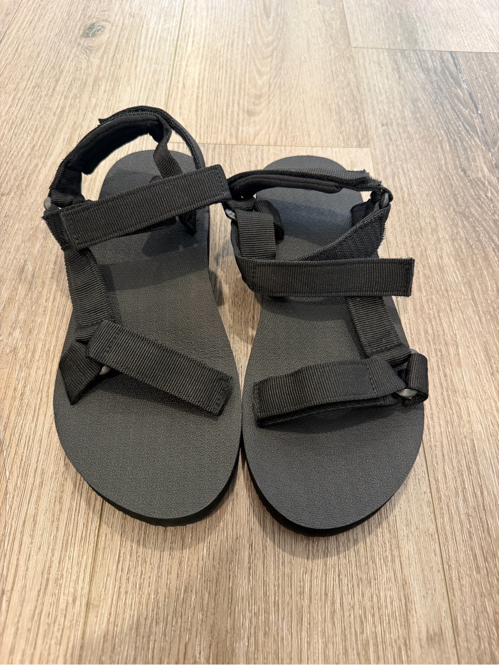 Black Women's Adjustable Strap Sandals - Comfortable Everyday Sport Sandals